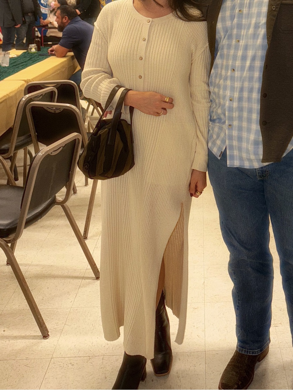 Free people maxi knit dress. Cream. Size small